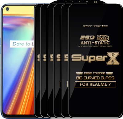 Qyist Edge To Edge Tempered Glass for REALME 7(Pack of 6)