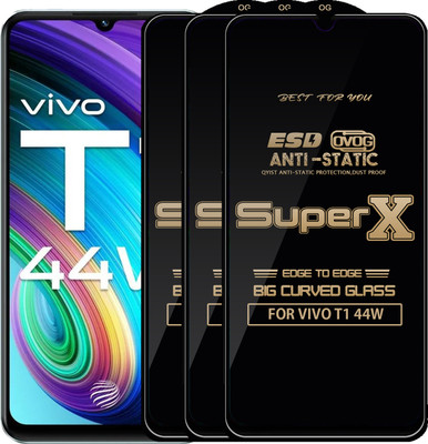 Qyist Edge To Edge Tempered Glass for VIVO T1 44W(Pack of 3)