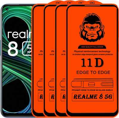 Xester Edge To Edge Tempered Glass for REALME 8 5G(Pack of 4)