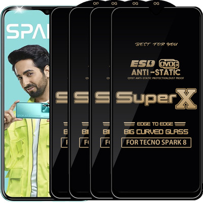 Qyist Edge To Edge Tempered Glass for TECNO SPARK 8(Pack of 4)