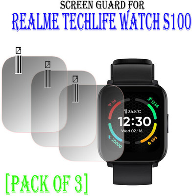 YCHROZE Edge To Edge Tempered Glass for Realme Techlife Watch S100(Pack of 3)