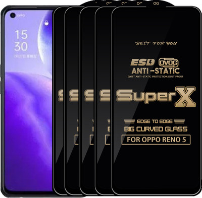 Qyist Edge To Edge Tempered Glass for OPPO RENO 5(Pack of 5)