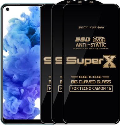 Qyist Edge To Edge Tempered Glass for TECNO CAMON 16(Pack of 3)