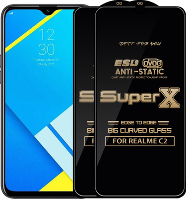Qyist Edge To Edge Tempered Glass for REALME C2(Pack of 2)