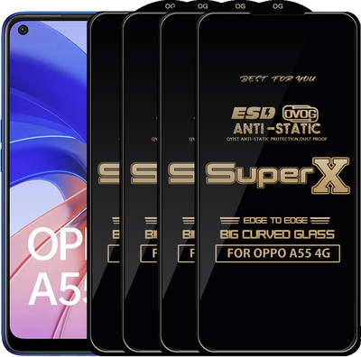 Qyist Edge To Edge Tempered Glass for OPPO A55 4G(Pack of 4)
