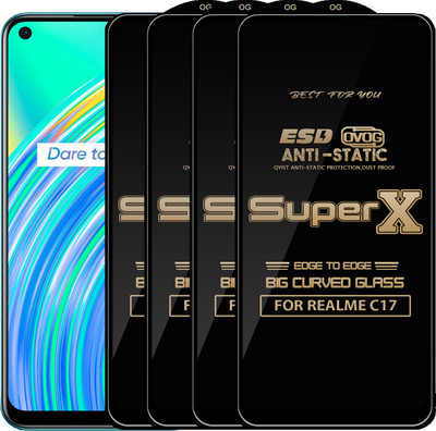 Qyist Edge To Edge Tempered Glass for REALME C17(Pack of 4)