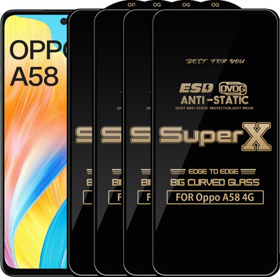 Qyist Edge To Edge Tempered Glass for Oppo A58 4G(Pack of 4)