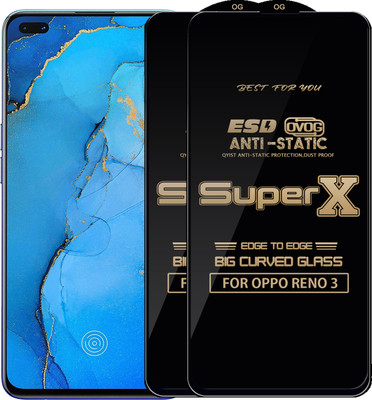Qyist Edge To Edge Tempered Glass for OPPO RENO 3(Pack of 2)