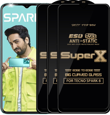 Qyist Edge To Edge Tempered Glass for TECNO SPARK 8(Pack of 3)