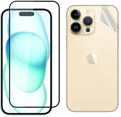 mobinix Front and Back Tempered Glass for iPhone 15 Pro 5G, Premium 2.5D Curved Tempered Glass with Unbreakable Hydrogel Membrane TPU Matte Full Coverage Back Screen Guard(Pack of 2)