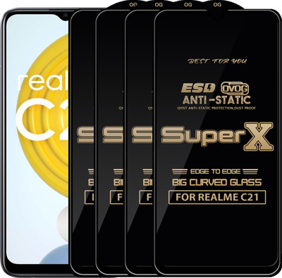 Qyist Edge To Edge Tempered Glass for REALME C21(Pack of 4)