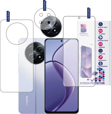 DESIBUZZ Front and Back Tempered Glass for realme 12 5G, realme 12x 5G, (Flexible),camera lens(Pack of 3)