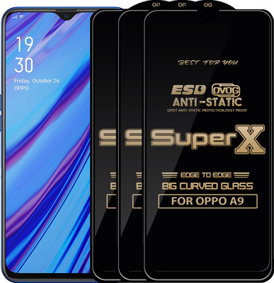 Qyist Edge To Edge Tempered Glass for OPPO A9(Pack of 3)