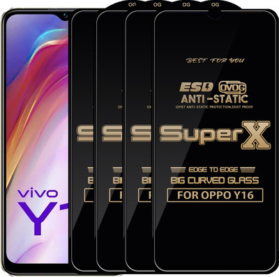 Qyist Edge To Edge Tempered Glass for OPPO Y16(Pack of 4)