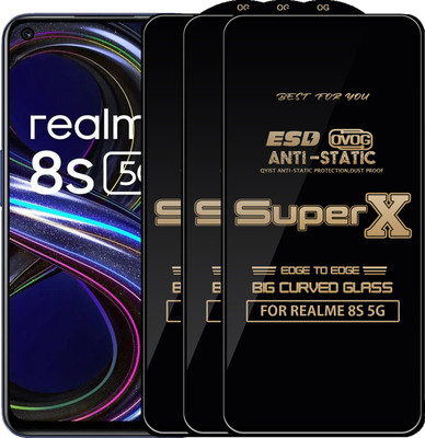Qyist Edge To Edge Tempered Glass for REALME 8S 5G(Pack of 3)