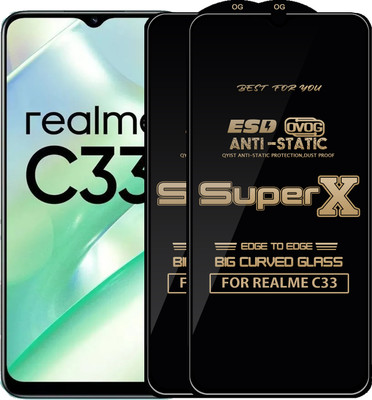 Qyist Edge To Edge Tempered Glass for REALME C33(Pack of 2)