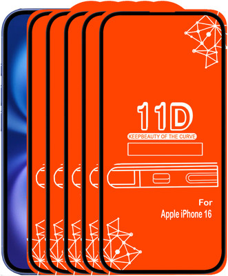 DeepzHub Edge To Edge Tempered Glass for iPhone 16(Pack of 5)