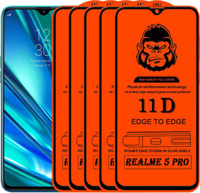 Xester Edge To Edge Tempered Glass for REALME 5 PRO(Pack of 5)