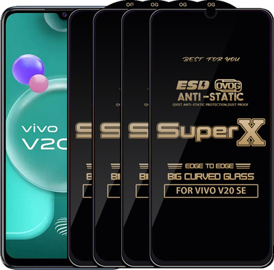 Qyist Edge To Edge Tempered Glass for VIVO V20 SE(Pack of 4)