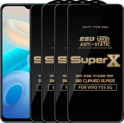 Qyist Edge To Edge Tempered Glass for VIVO Y55 5G(Pack of 4)