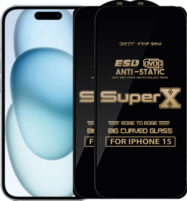 Qyist Edge To Edge Tempered Glass for IPHONE 15(Pack of 2)