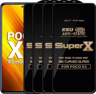 Qyist Edge To Edge Tempered Glass for POCO X3(Pack of 4)