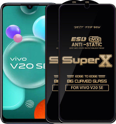 Qyist Edge To Edge Tempered Glass for VIVO V20 SE(Pack of 2)