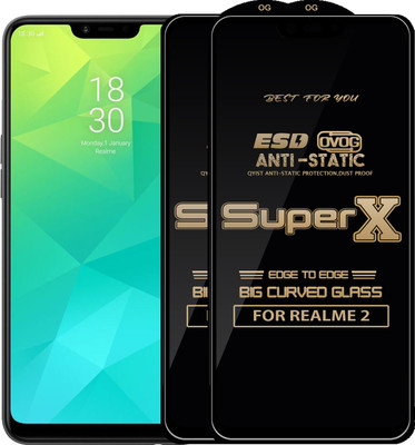 Qyist Edge To Edge Tempered Glass for Realme 2(Pack of 2)
