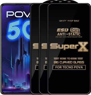 Qyist Edge To Edge Tempered Glass for TECNO POVA(Pack of 3)