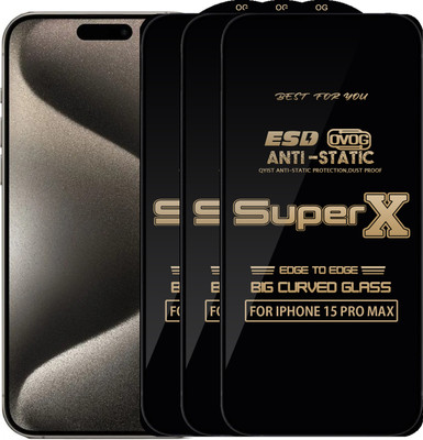 Qyist Edge To Edge Tempered Glass for IPHONE 15 PRO MAX(Pack of 3)
