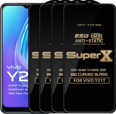 Qyist Edge To Edge Tempered Glass for VIVO Y21T(Pack of 4)