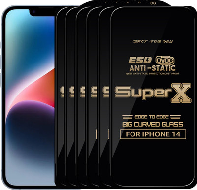 Qyist Edge To Edge Tempered Glass for IPHONE 14(Pack of 6)