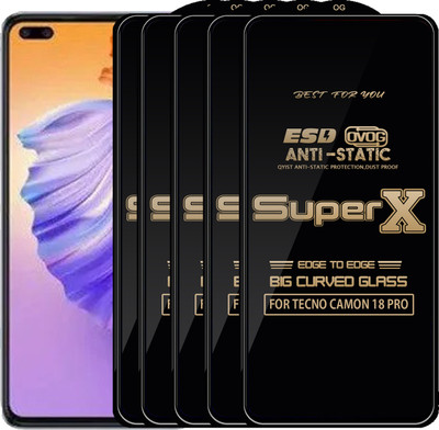 Qyist Edge To Edge Tempered Glass for TECNO CAMON 18 PRO(Pack of 5)