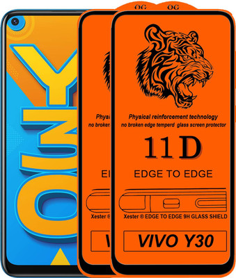 Xester Edge To Edge Tempered Glass for Vivo Y30(Pack of 2)