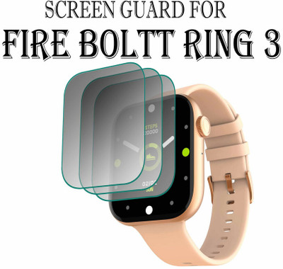 hirdesh Edge To Edge Tempered Glass for Fire-Boltt Ring 3 1.8 INCH(Pack of 3)