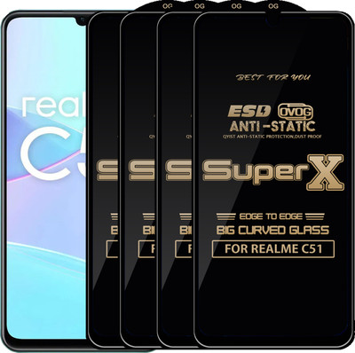 Qyist Edge To Edge Tempered Glass for REALME C51(Pack of 4)