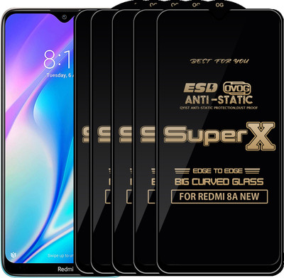 Qyist Edge To Edge Tempered Glass for REDMI 8A NEW(Pack of 5)