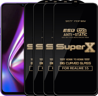 Qyist Edge To Edge Tempered Glass for REALME 5S(Pack of 4)