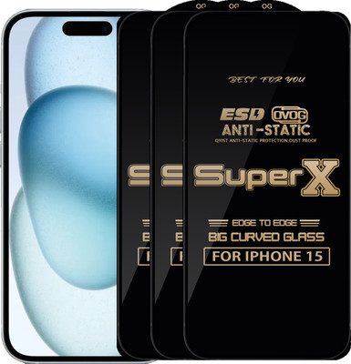 Qyist Edge To Edge Tempered Glass for IPHONE 15(Pack of 3)