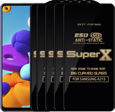 Qyist Edge To Edge Tempered Glass for SAMSUNG A21S(Pack of 5)