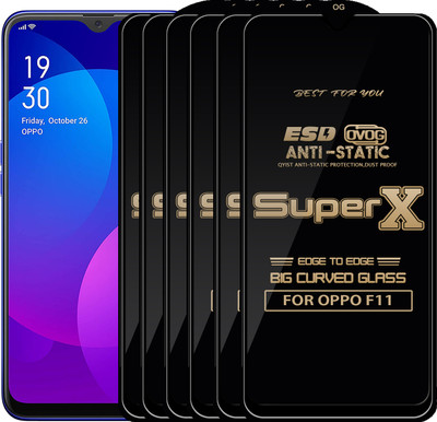 Qyist Edge To Edge Tempered Glass for OPPO F11(Pack of 6)
