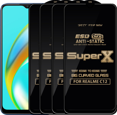 Qyist Edge To Edge Tempered Glass for REALME C12(Pack of 4)