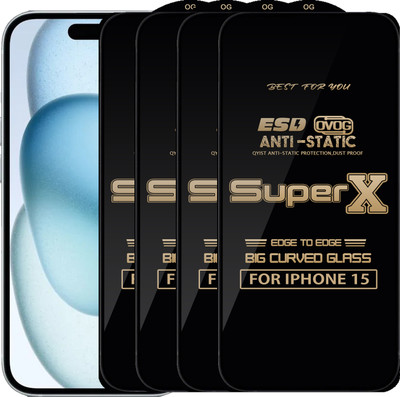 Qyist Edge To Edge Tempered Glass for IPHONE 15(Pack of 4)