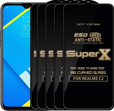 Qyist Edge To Edge Tempered Glass for REALME C2(Pack of 5)