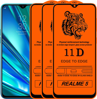 Xester Edge To Edge Tempered Glass for Realme 5(Pack of 3)
