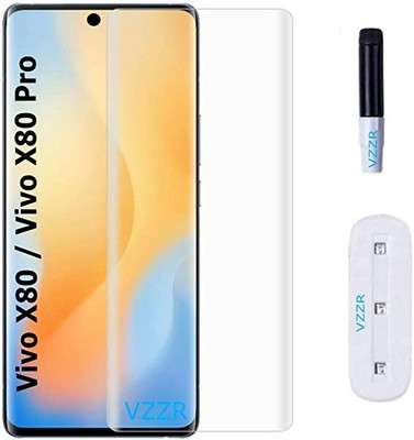 KadWaniya Edge To Edge Tempered Glass for Vivo X80 5G |Primium Quality Nano Optics Curved UV Glass With UV glue And Nano Scale UV light(Pack of 1)
