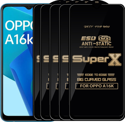 Qyist Edge To Edge Tempered Glass for OPPO A16K(Pack of 5)