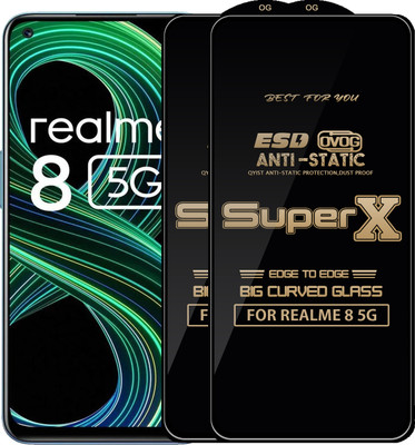 Qyist Edge To Edge Tempered Glass for REALME 8 5G(Pack of 2)