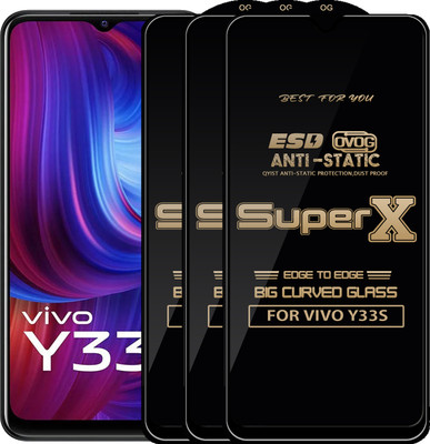 Qyist Edge To Edge Tempered Glass for VIVO Y33S(Pack of 3)