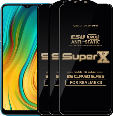 Qyist Edge To Edge Tempered Glass for REALME C3(Pack of 3)